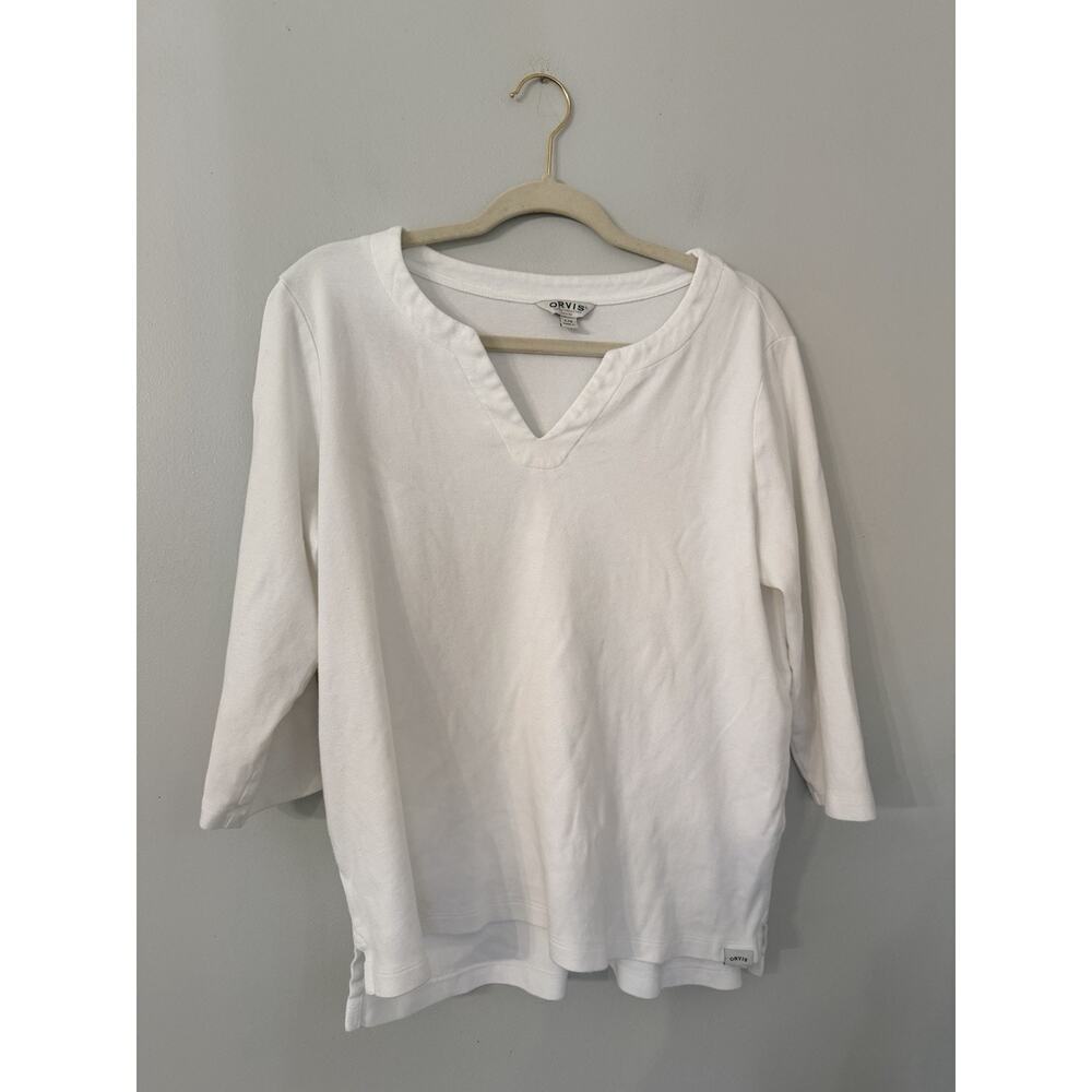 Orvis White Shirt Women's L White Long Sleeve Pima Cotton